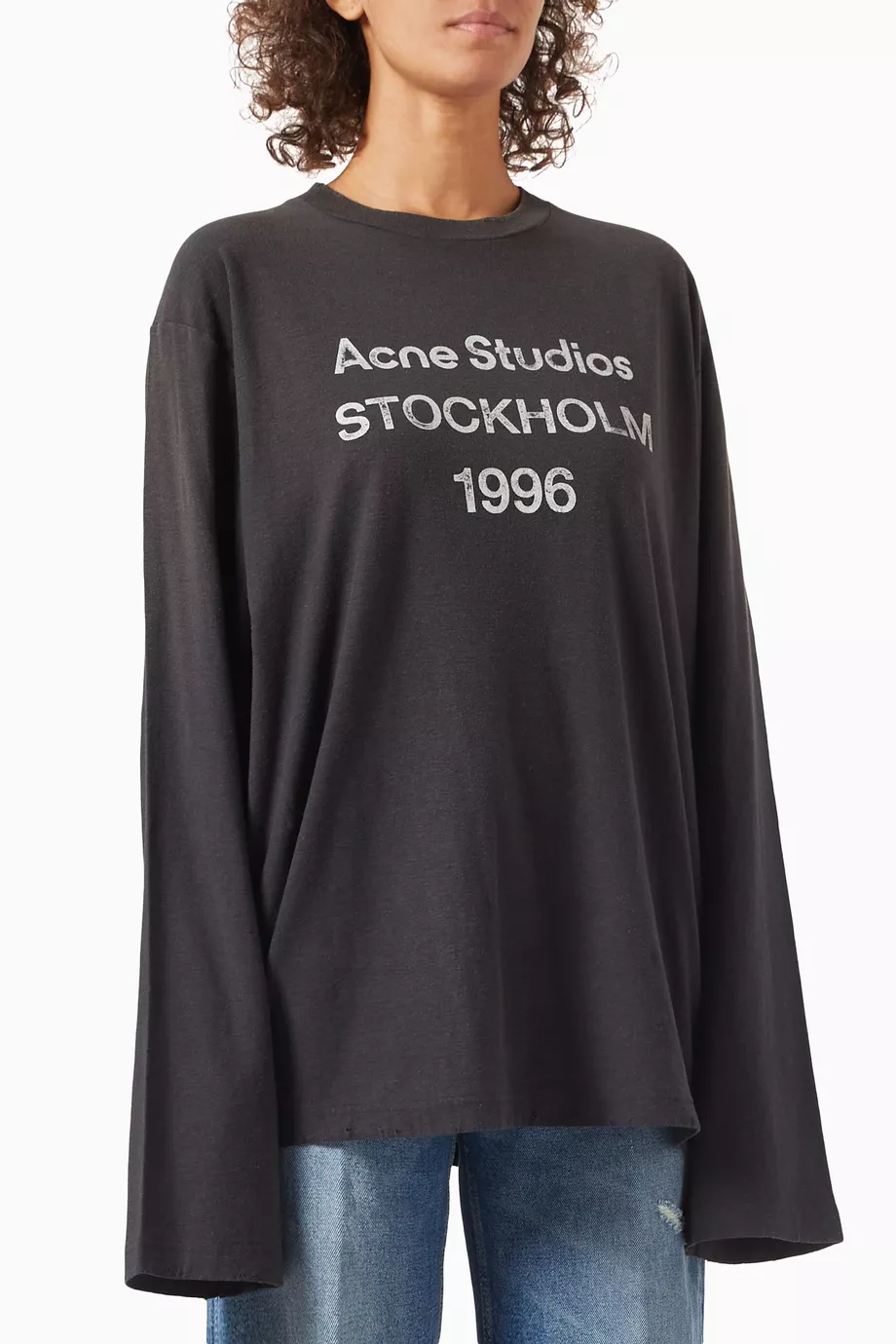トップス Acne Studios Black long Tshirt 1996 Acne Studios - Logo t-shirt - Relaxed fit - Faded black
