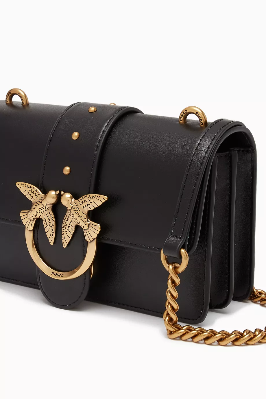 Buy PINKO Black Mini Love One Bag in Leather For Women Online Ounass UAE