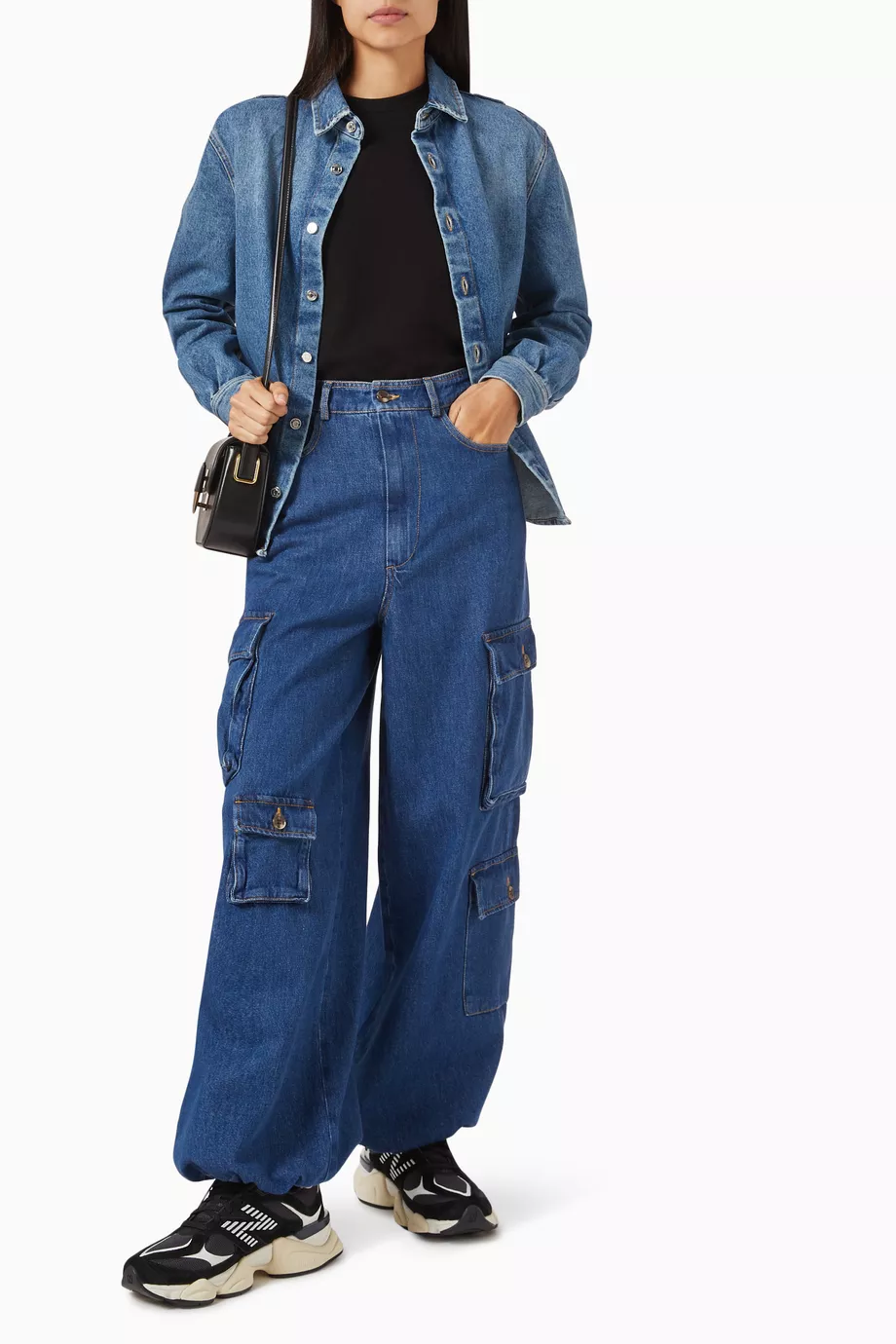 Buy The Frankie Shop Blue Hailey Oversized Cargo Pants in Denim