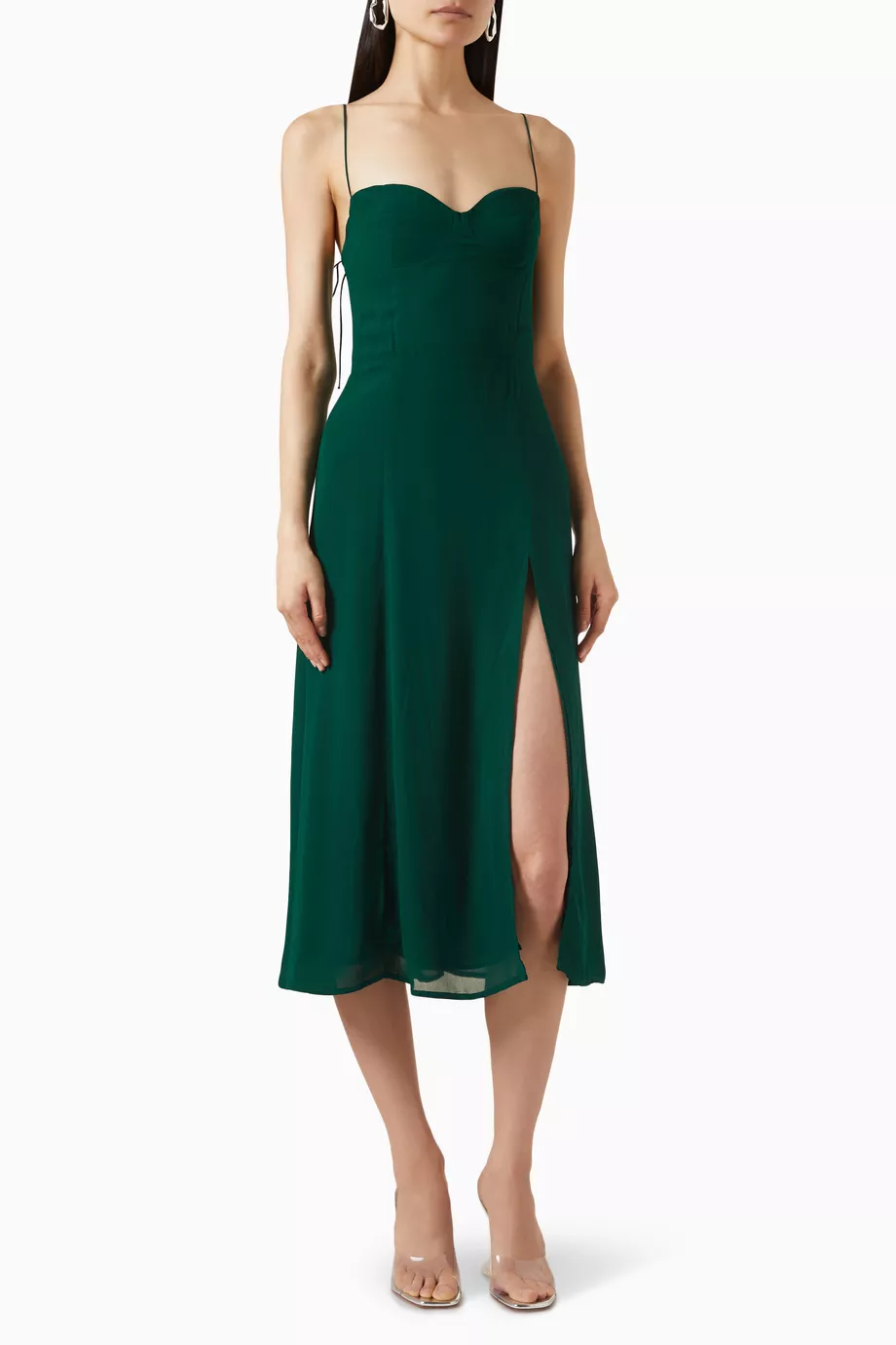 reformation green midi dress Puffy Long Sleeves Sage Green A-line Homecoming Dress – Ohmollydress