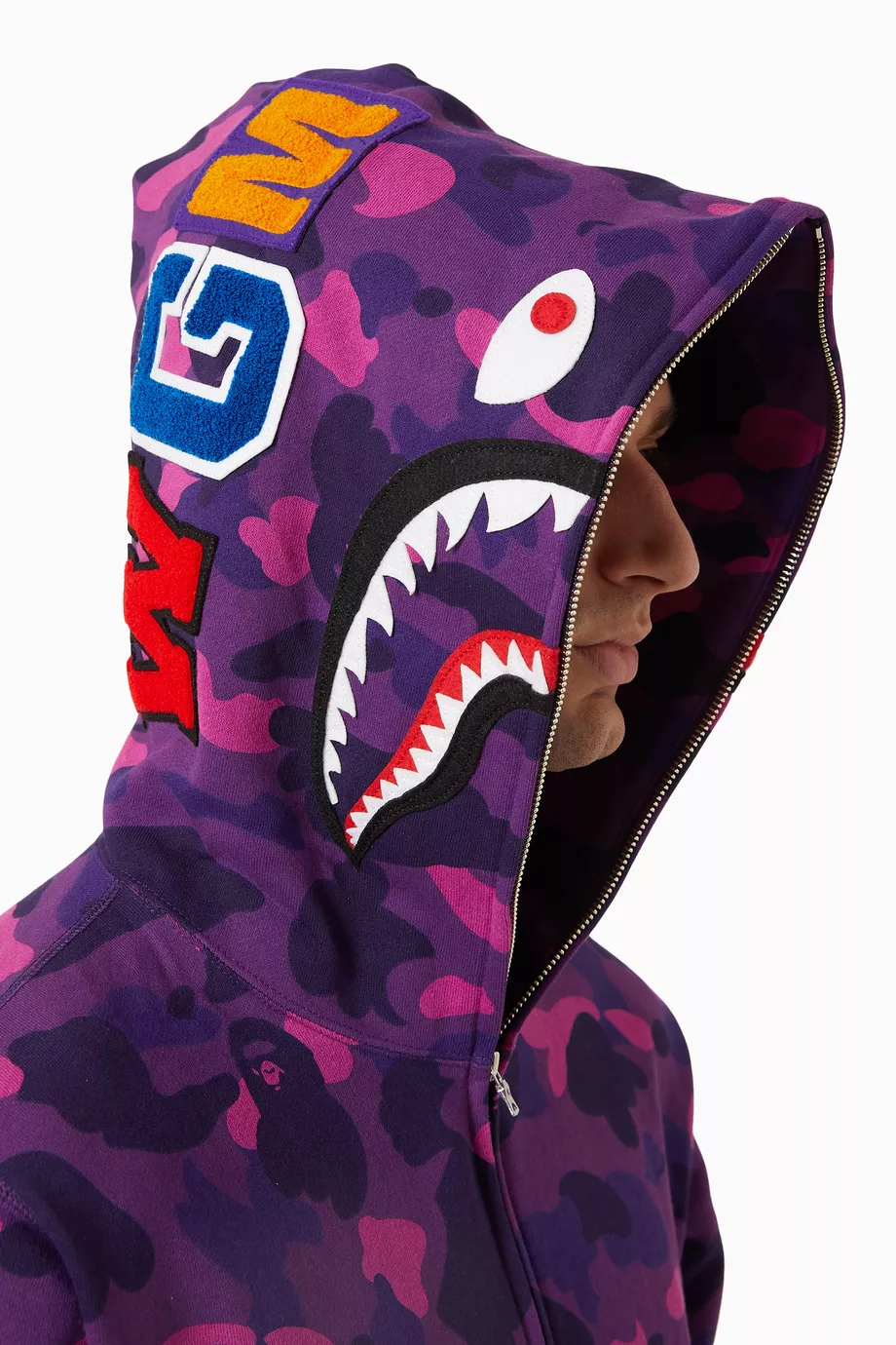 Buy A Bathing Ape Purple Color Camo Shark Hoodie in Cotton For Men Online Ounass UAE