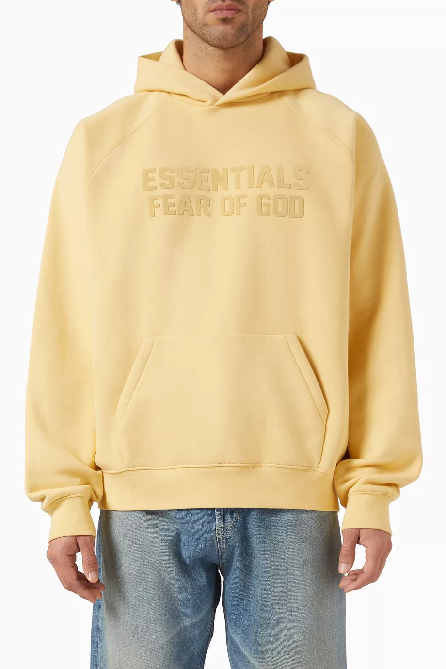 Buy Fear of God Essentials Yellow Logo Hoodie in Cotton fleece For Men Online Ounass UAE