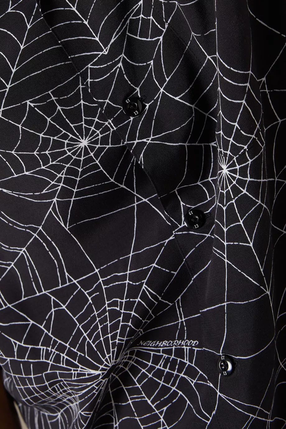 Buy Neighborhood Black Spiderweb Hawaiian Shirt in Rayon For Men