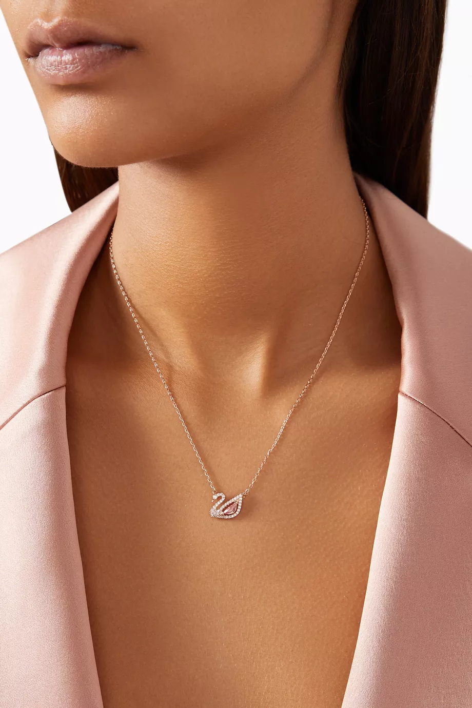 Buy Swarovski Rose Gold Dazzling Swan Necklace in Rose gold Plated Metal For Women Online Ounass UAE