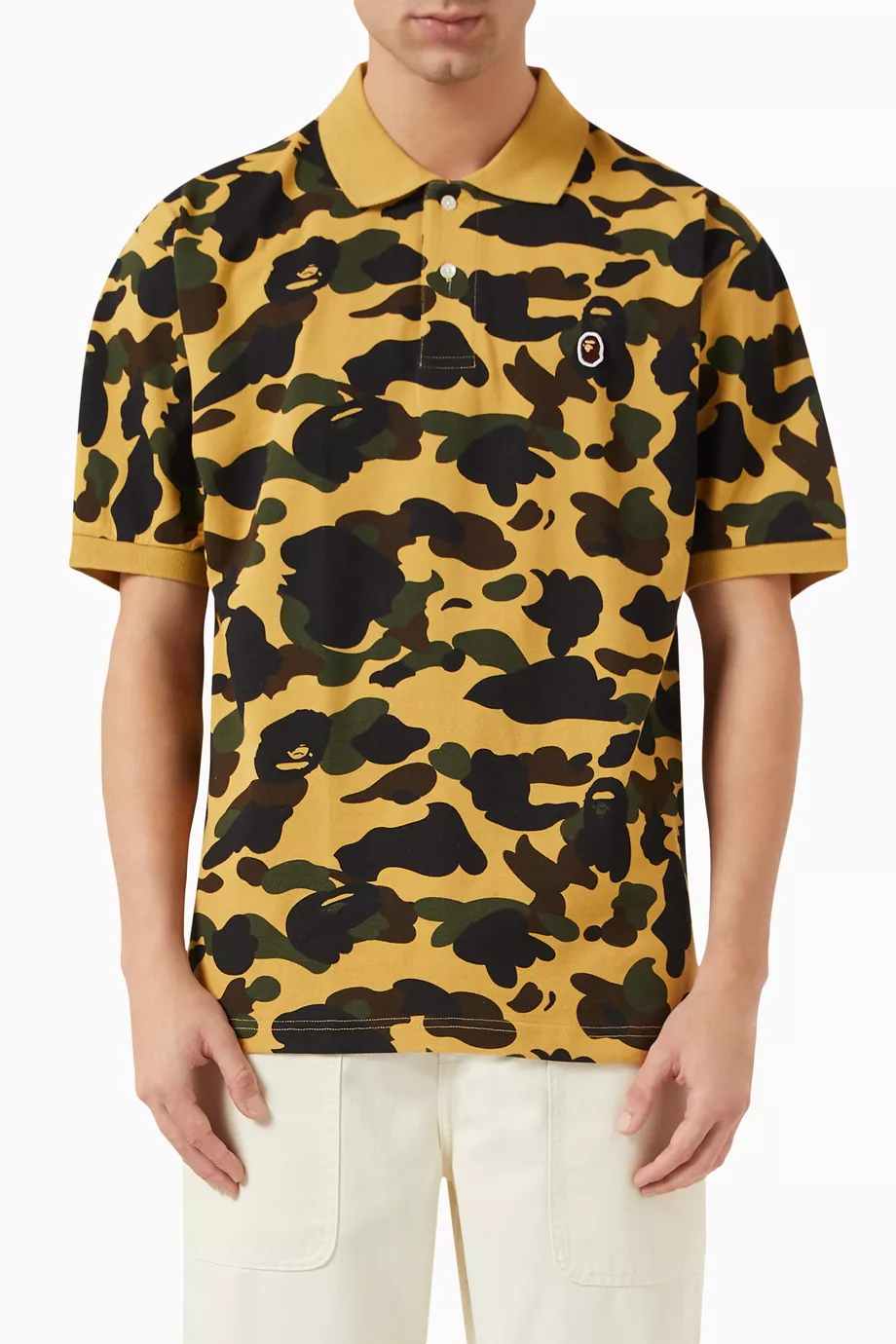 Buy A Bathing Ape Yellow 1st Camo One Point Polo Shirt in Cotton