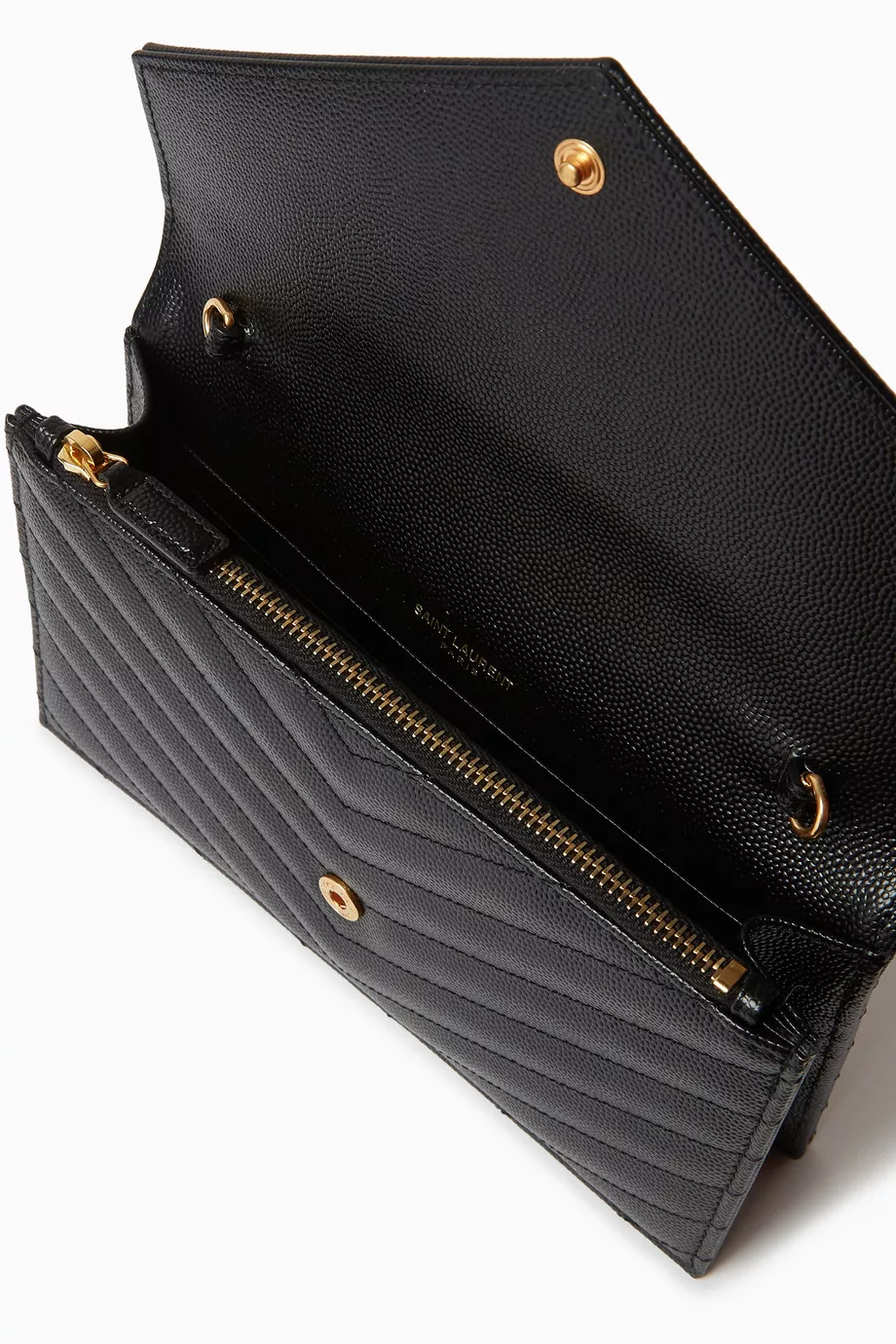 Buy SAINT LAURENT Black Cassandre Matelasse Envelope Chain Wallet in Quilted Leather For Women Online Ounass UAE