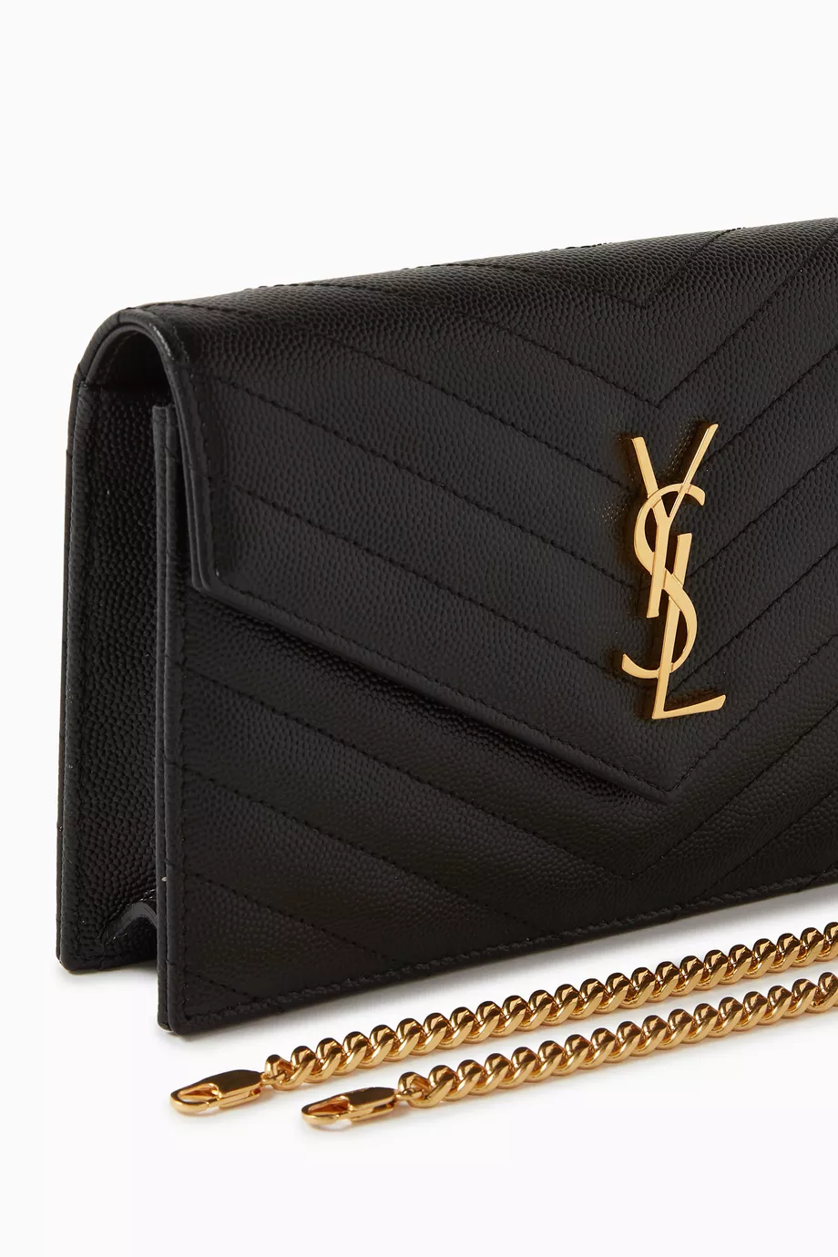 Buy SAINT LAURENT Black Cassandre Matelasse Envelope Chain Wallet in Quilted Leather For Women Online Ounass UAE