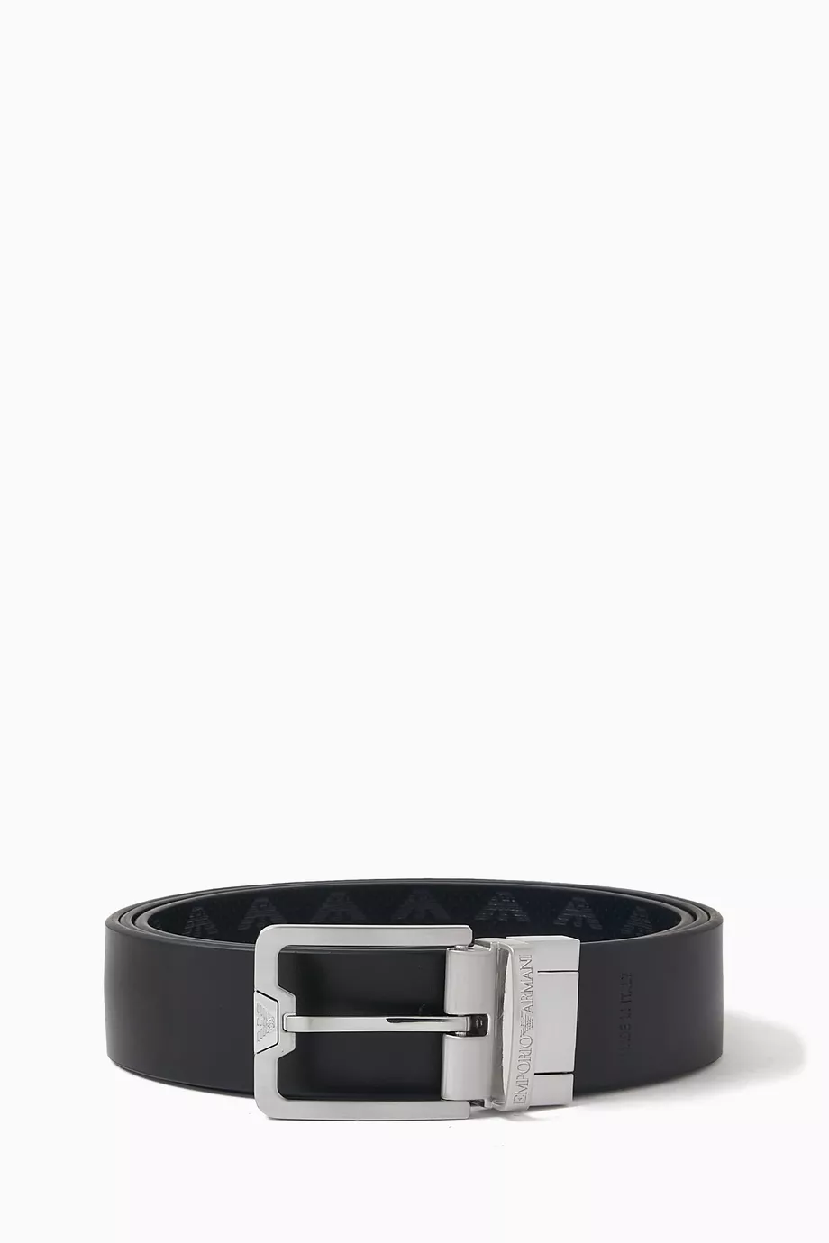 Buy Emporio Armani Blue Logo Buckle Reversible Belt in Leather For Men Online Ounass UAE