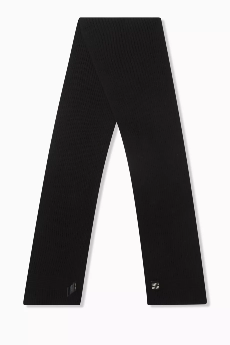 Buy Miu Miu Black Logo Scarf in Cashmere-wool blend For
