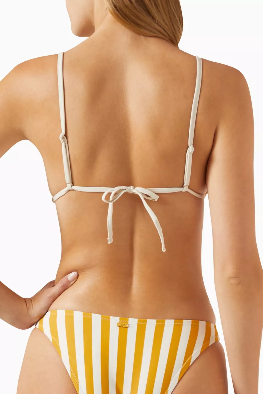 Yellow striped bikini top clearance