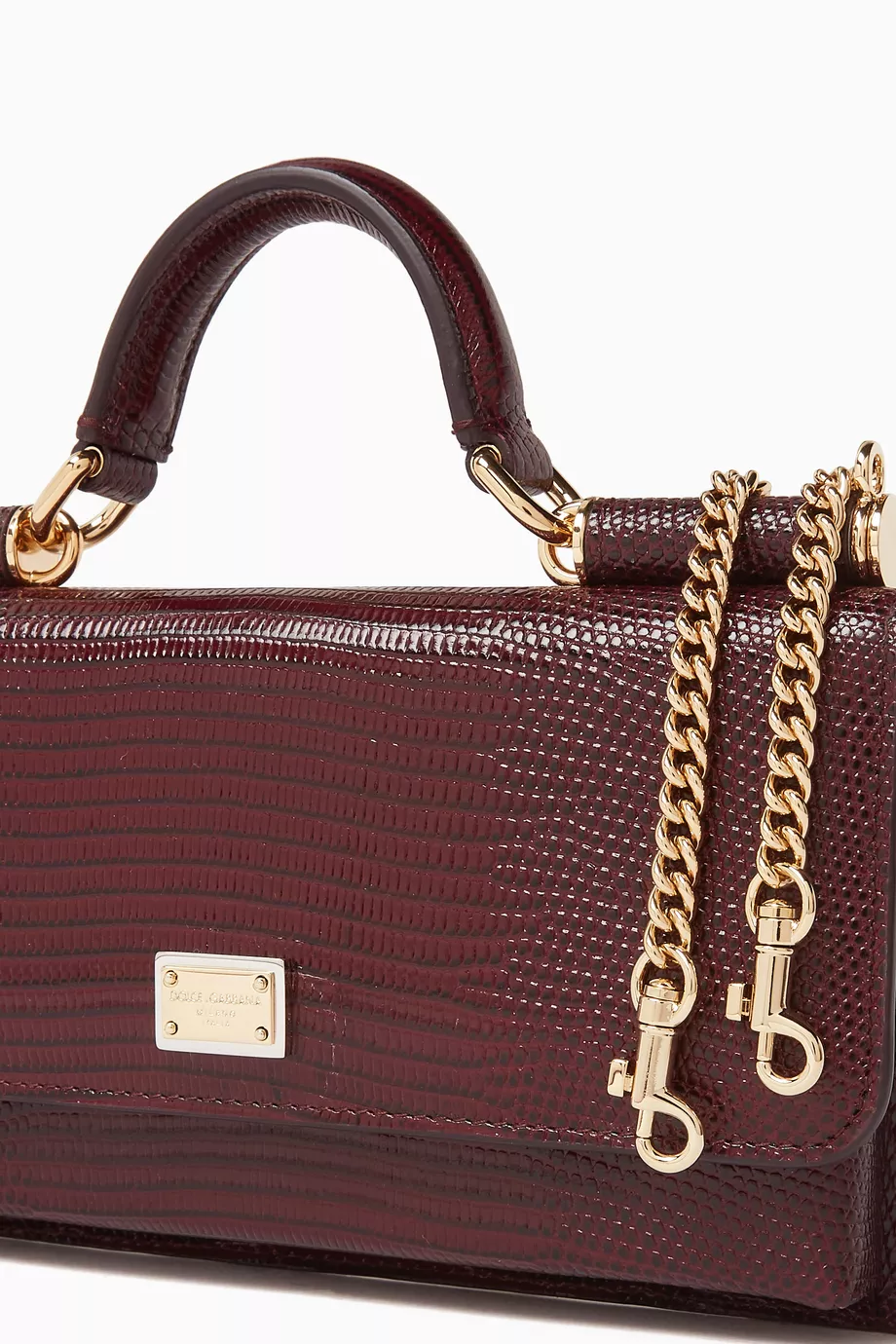 Buy Dolce & Gabbana Red Mini Top-handle Bag in Iguana-print