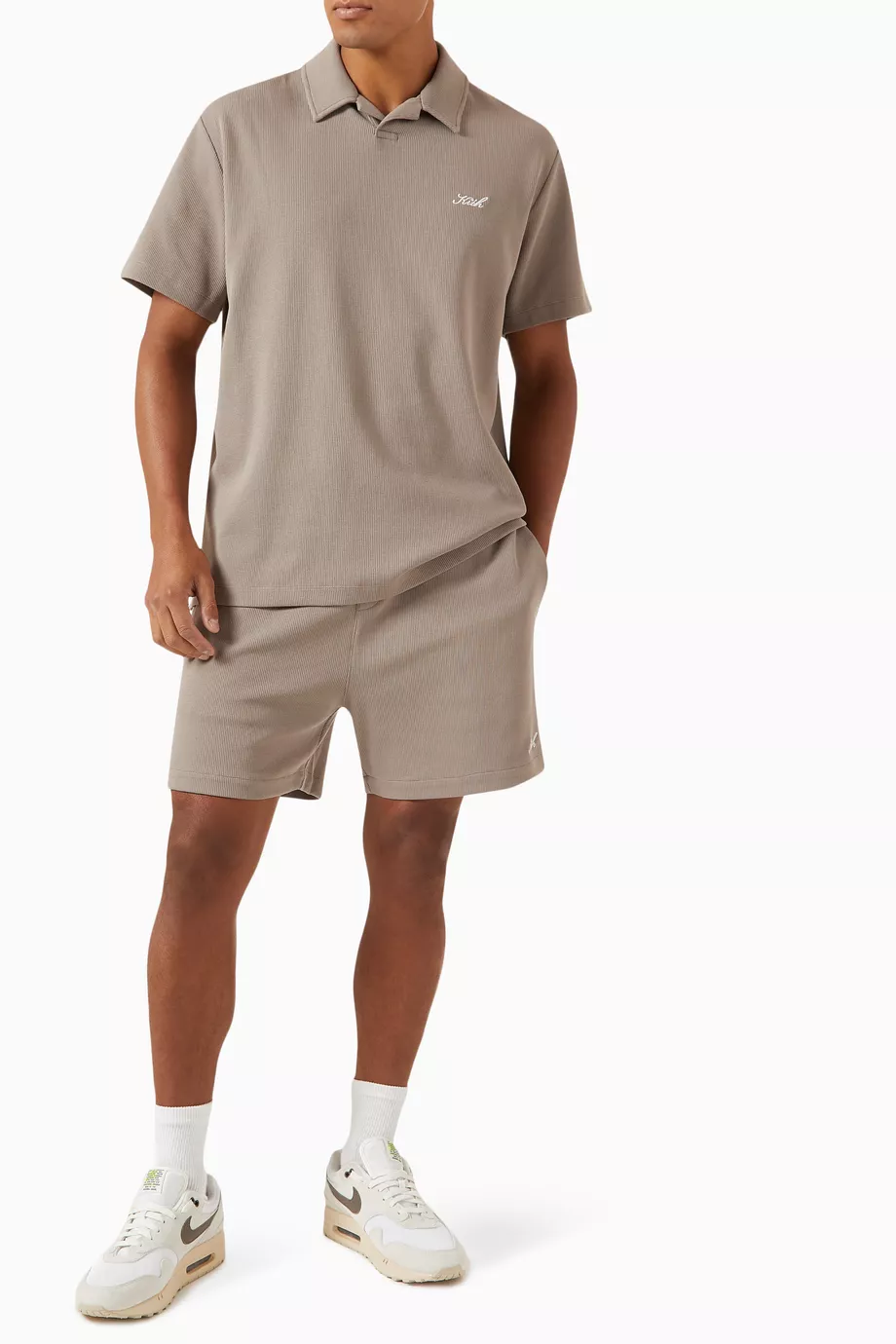 Buy Kith White Drew Polo in Cotton Waffle Stretch For Men