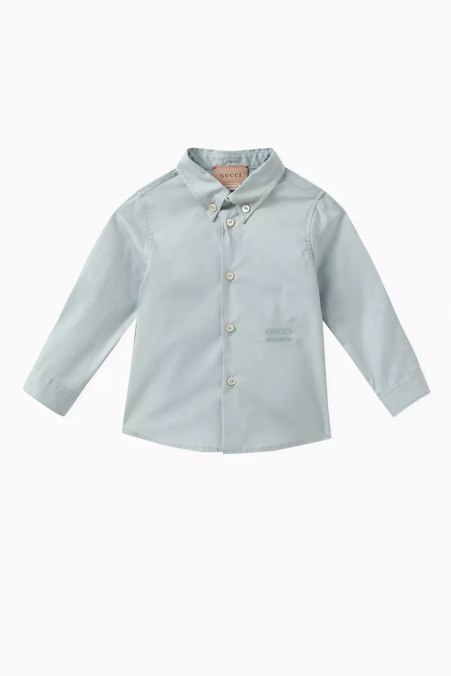 Buy Gucci Blue x OshKosh B gosh Logo embroidered Shirt in Stretch Cotton poplin For Baby Boys Online Ounass UAE