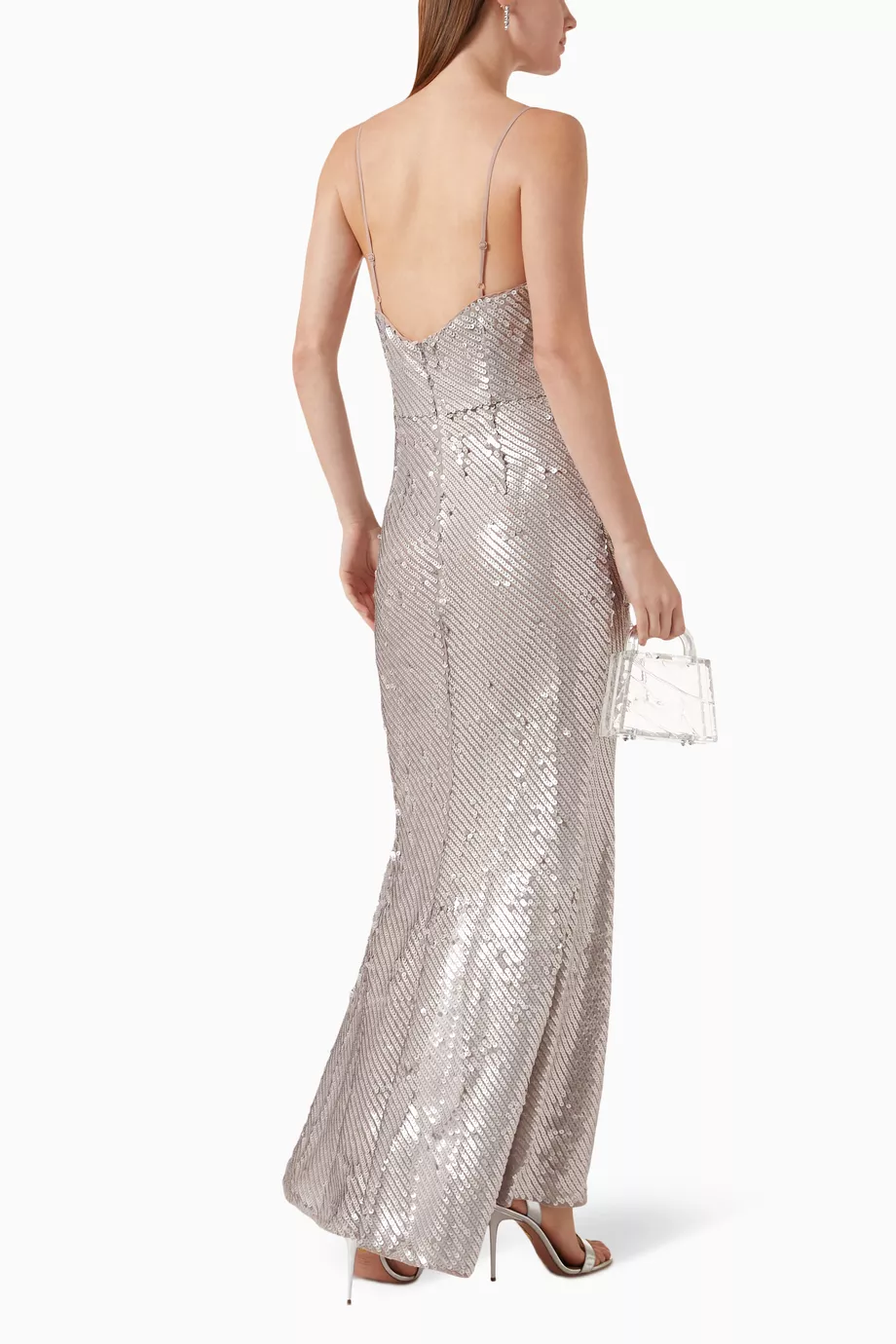 Buy Elliatt Silver Spinel Sequined Gown For Women Online Ounass UAE