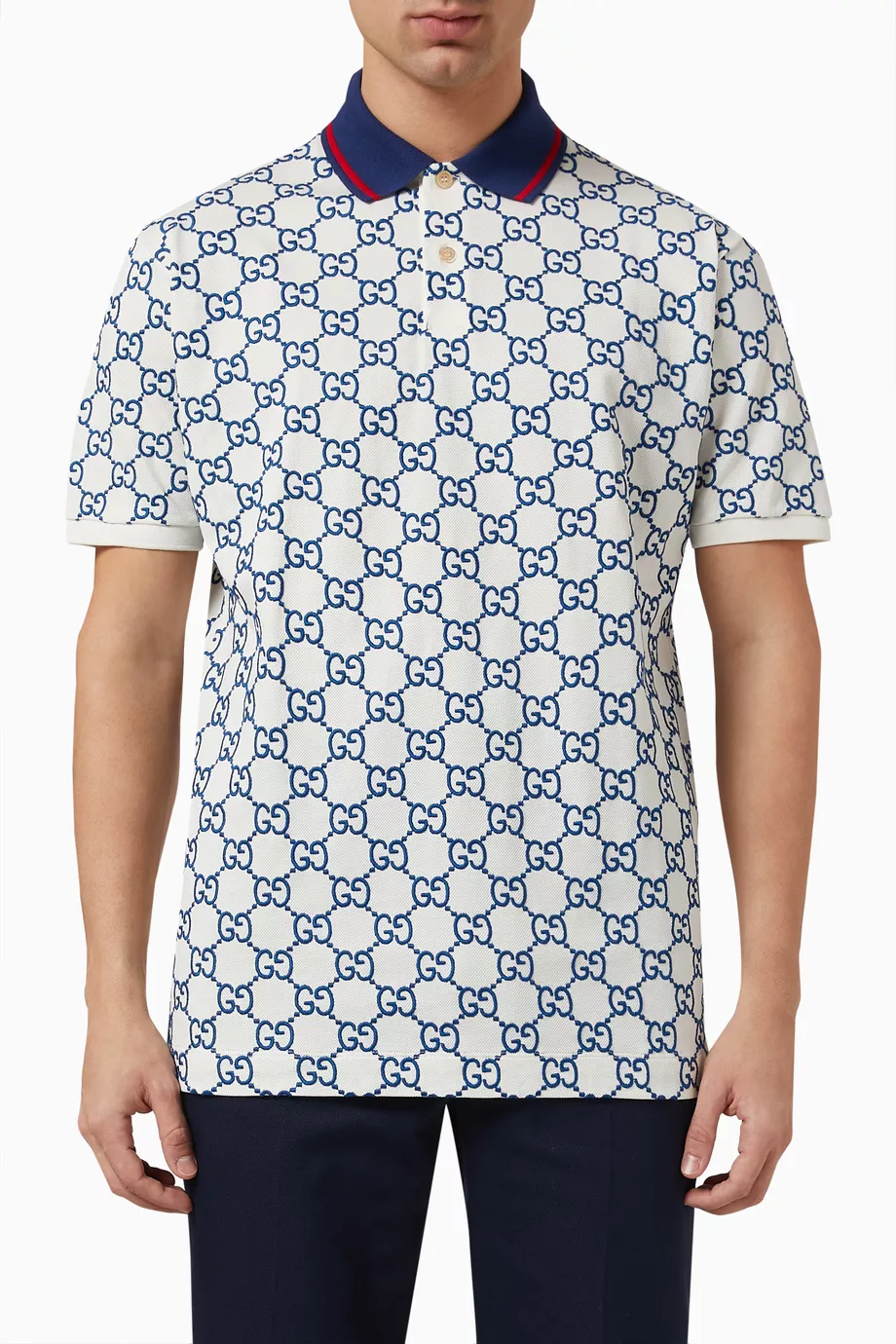 Gucci red white blue polo top