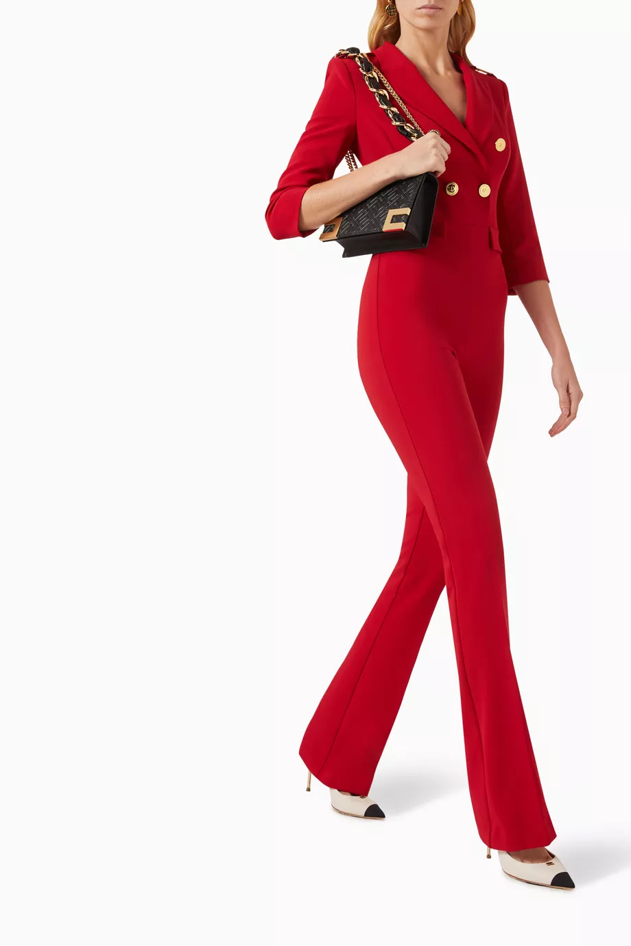 オールインワン・サロペット ELISABETTA FRANCHI Woman Jumpsuits Burgundy TU021 CG3 Elisabetta Franchi tulle jumpsuit with belt for women