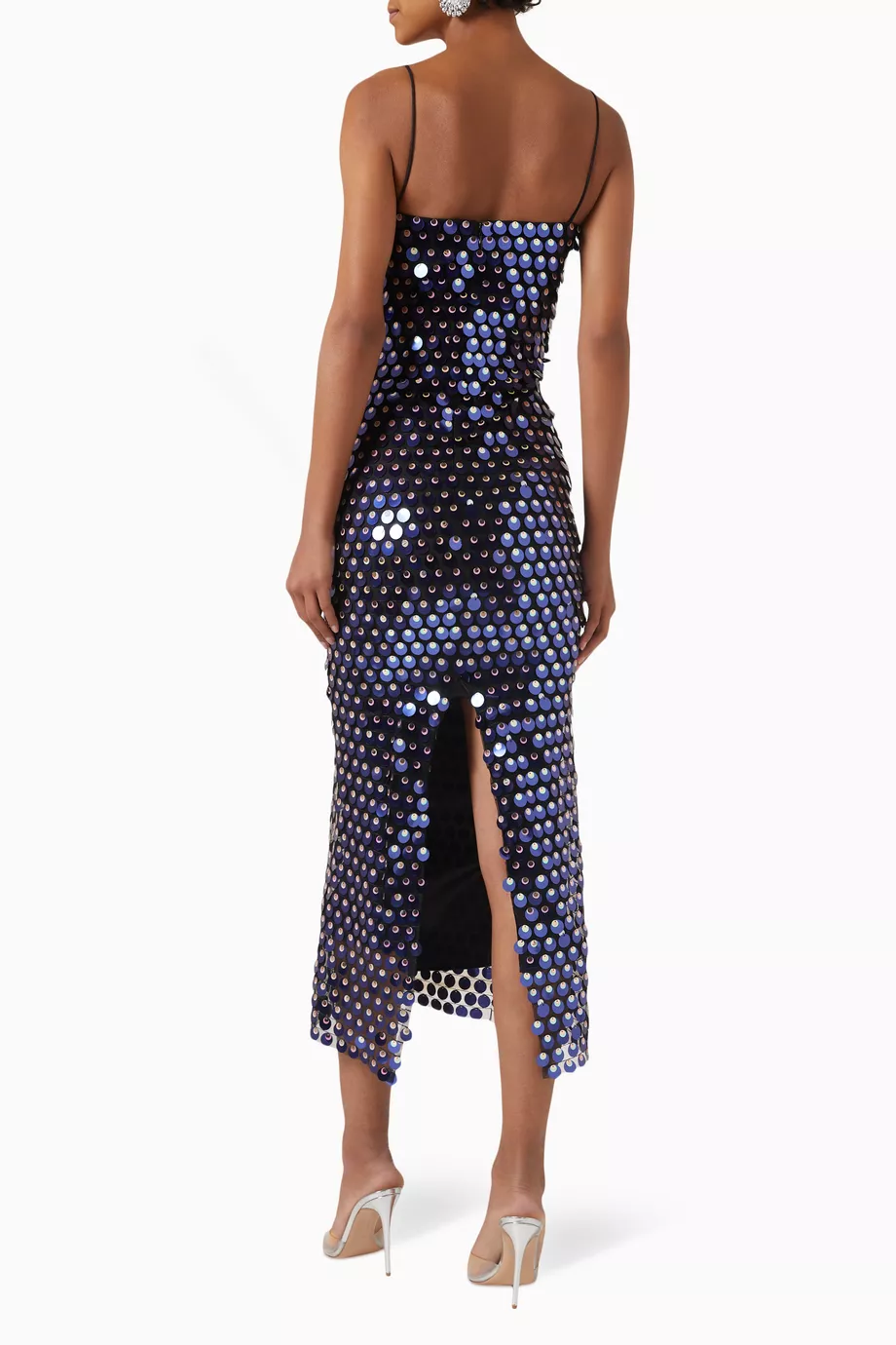 blue dress formal Black Polka Dot Balloon Sleeve Amara Midi Dress main image 1