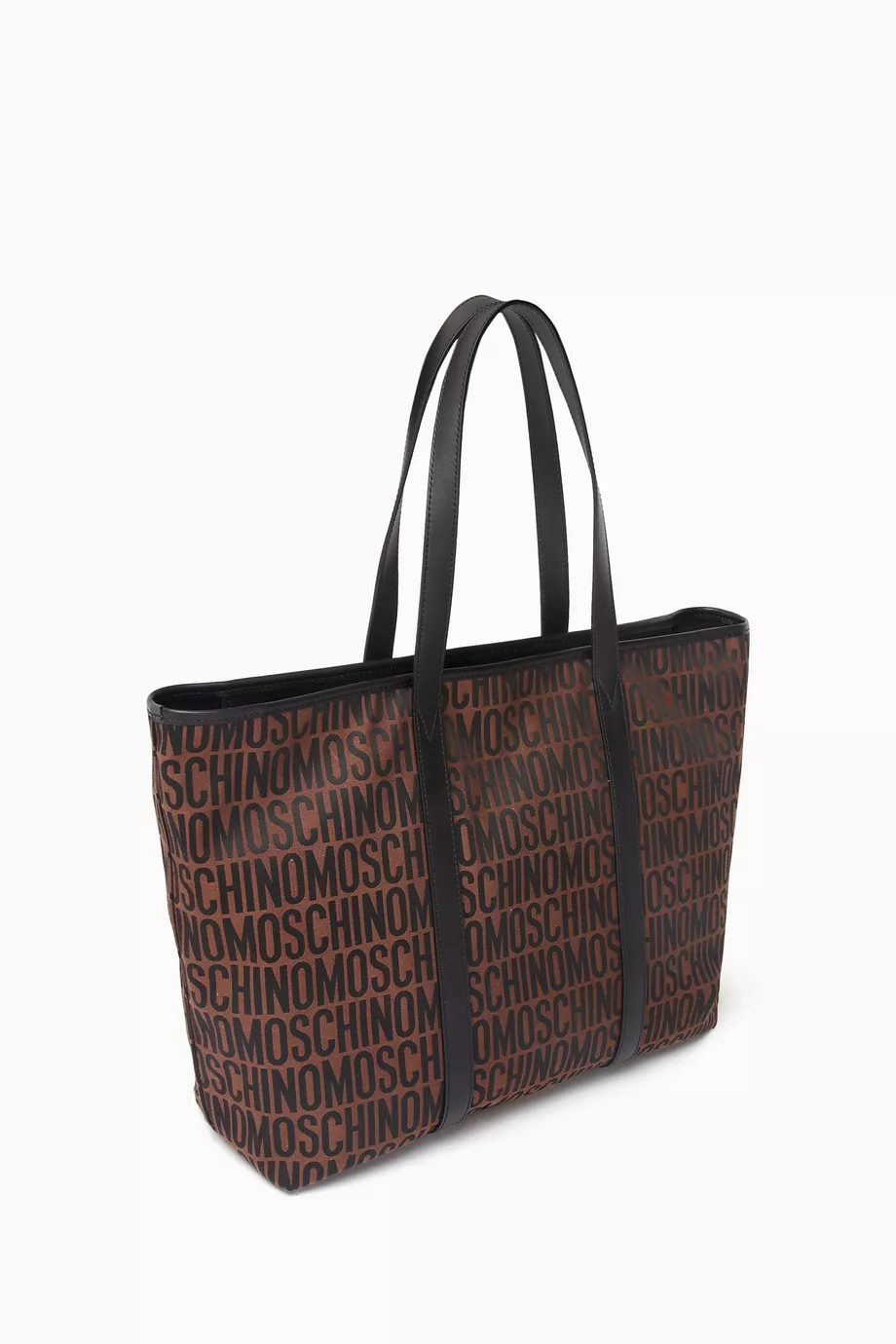 Buy Moschino Brown Logo Shopper Tote Bag in Nylon jacquard For Women Online Ounass UAE