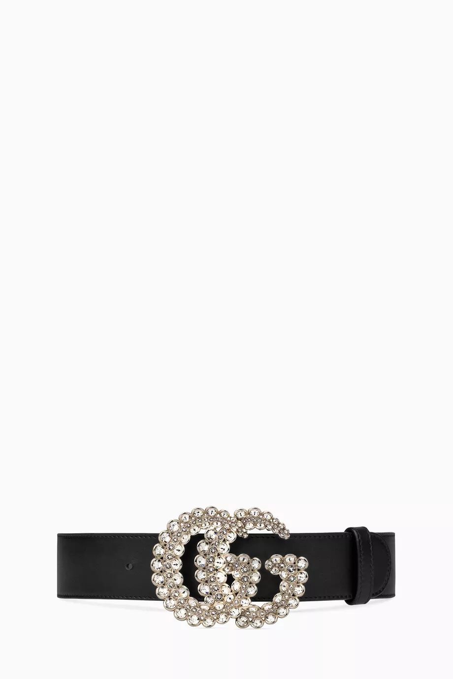 Buy Gucci Black Double G Crystal Buckle Belt in Leather For Women Online Ounass UAE