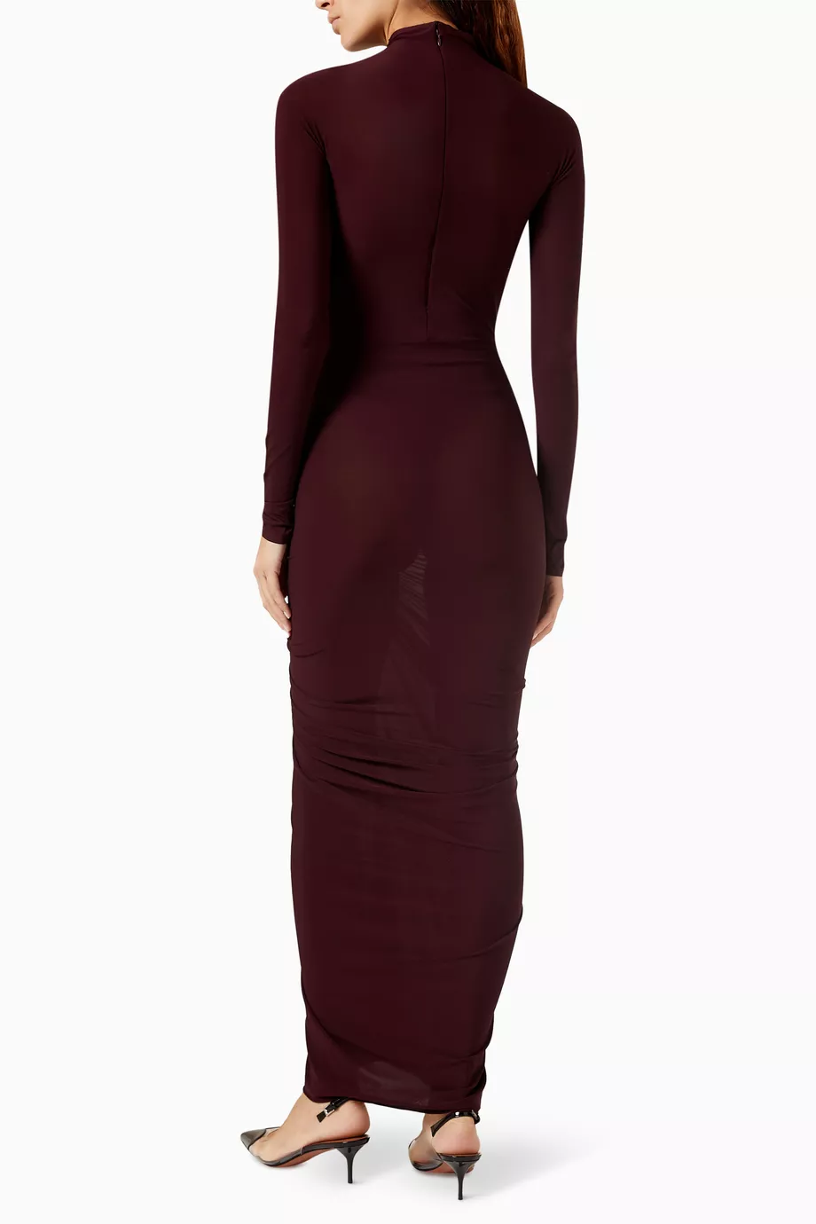 Buy Alaïa Red Draped Maxi Dress in Stretch-jersey For Women