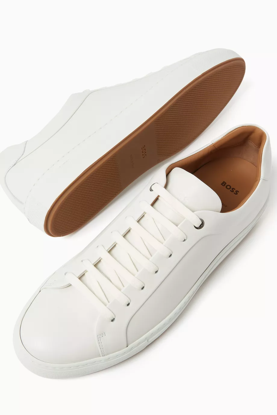 Buy BOSS White Mirage Tenn Sneakers in Leather For Men Online Ounass UAE