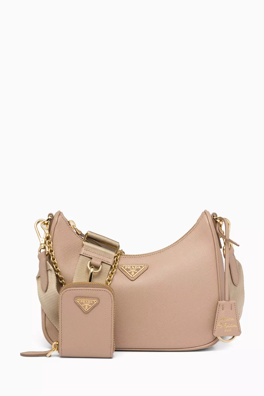 Buy Prada Neutral Triangle Logo Re edition 2005 Shoulder Bag in Saffiano Leather For Women Online Ounass UAE