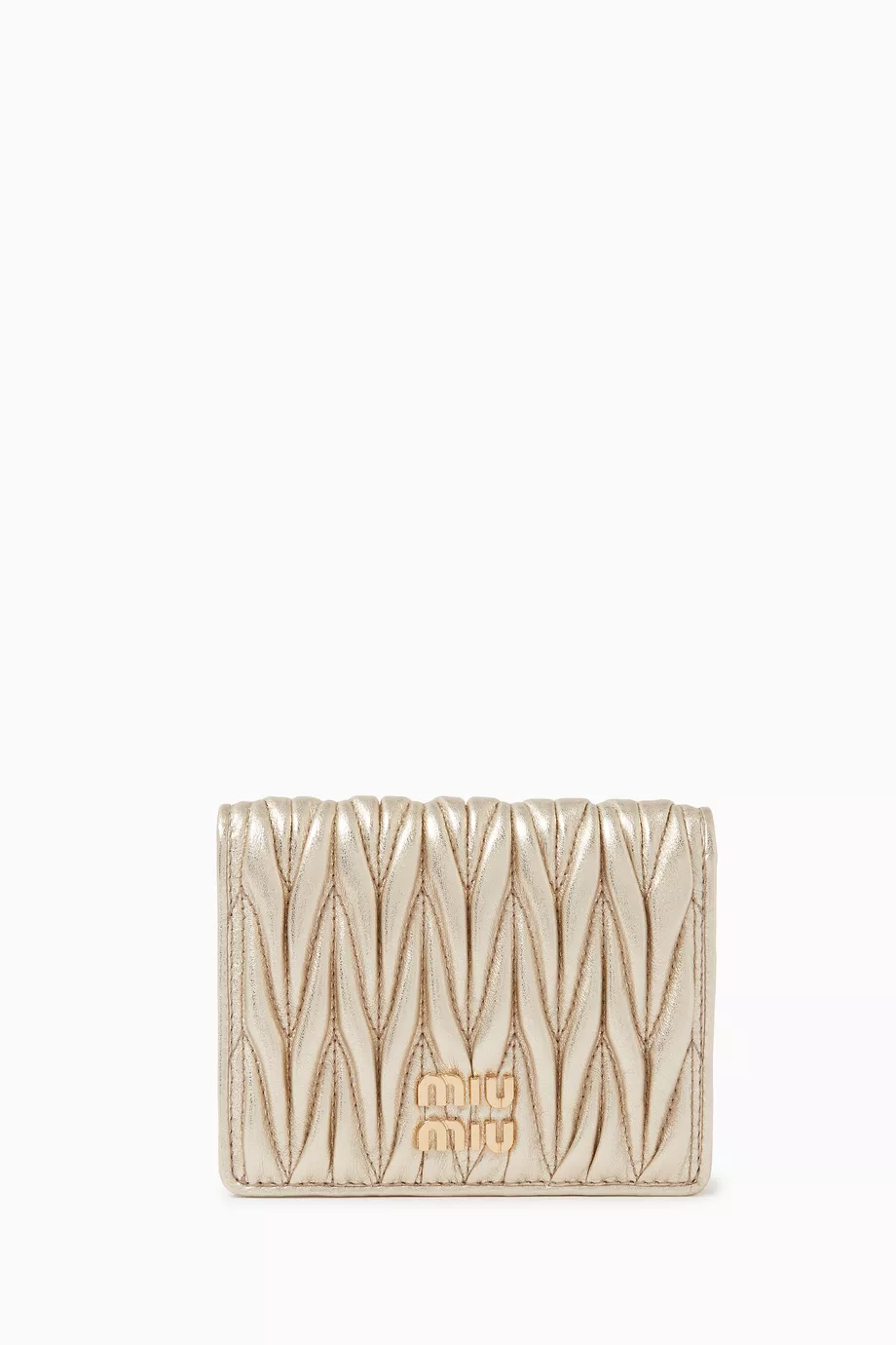 小物 MIU MIU Archive Clasp Wallet y2k Gold Buy Miu Miu Gold Small Flap Wallet in Matelassé Nappa Leather For