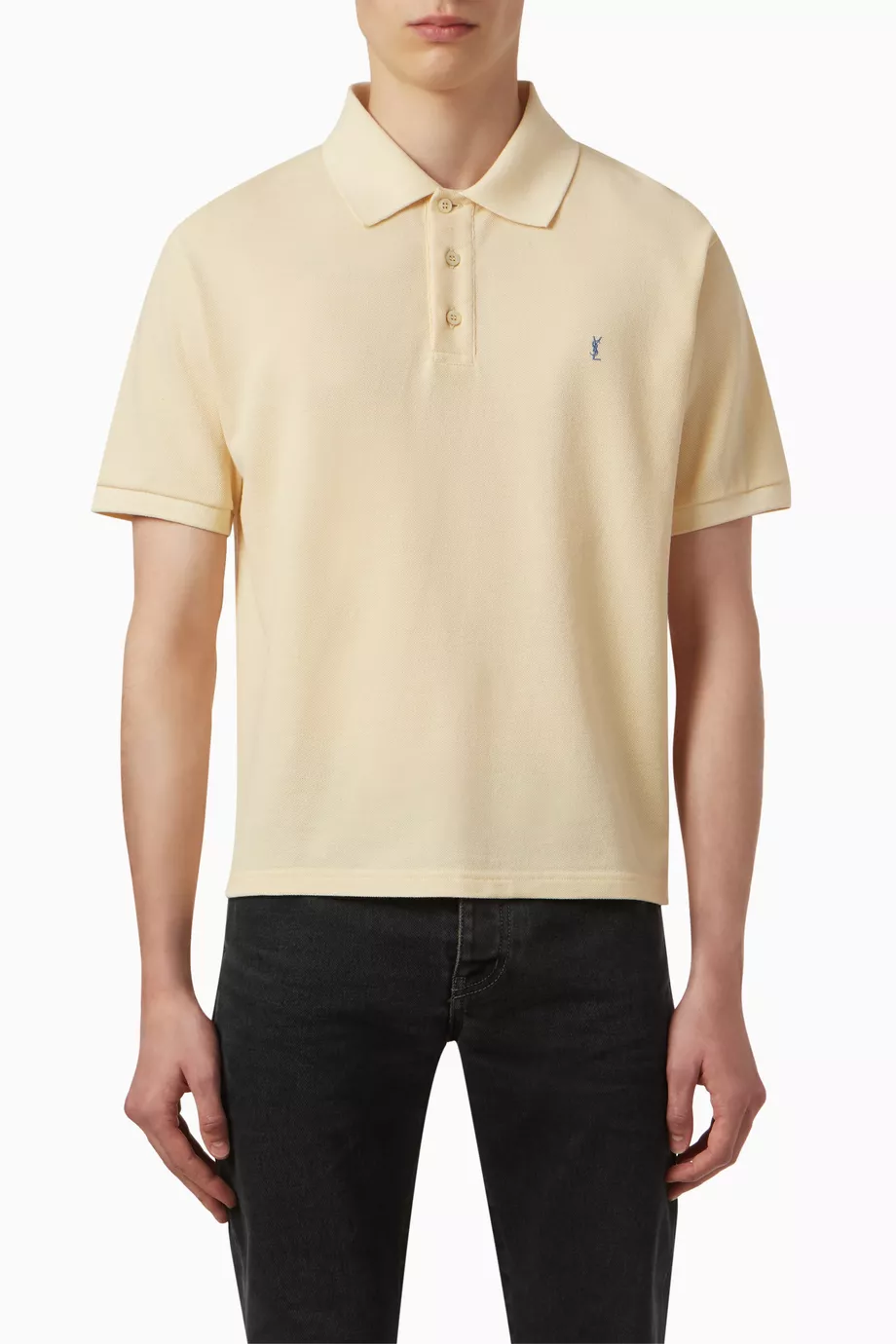 Buy SAINT LAURENT Yellow Cassandre Polo Shirt in Pique For Men Online Ounass UAE