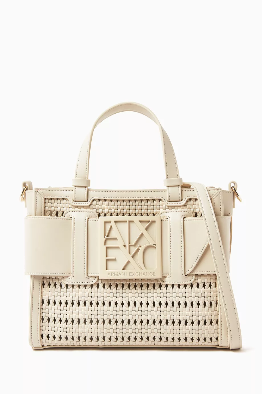 Buy Armani Exchange Neutral Medium Susy Tote Bag in Faux