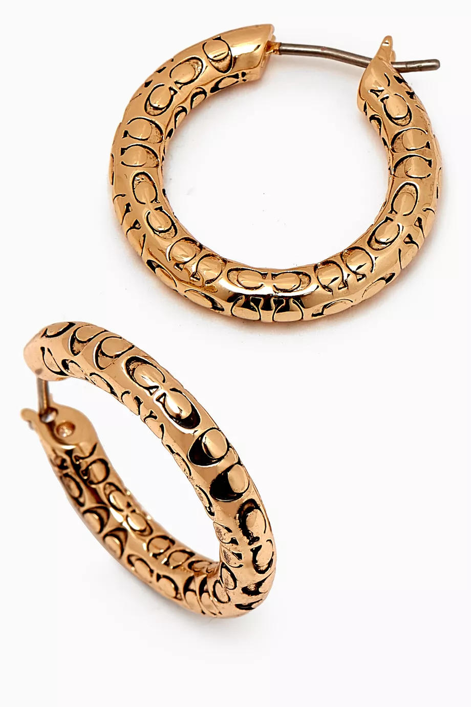 Buy Coach Gold Signature Quilted Hoop Earrings For Women Online Ounass UAE
