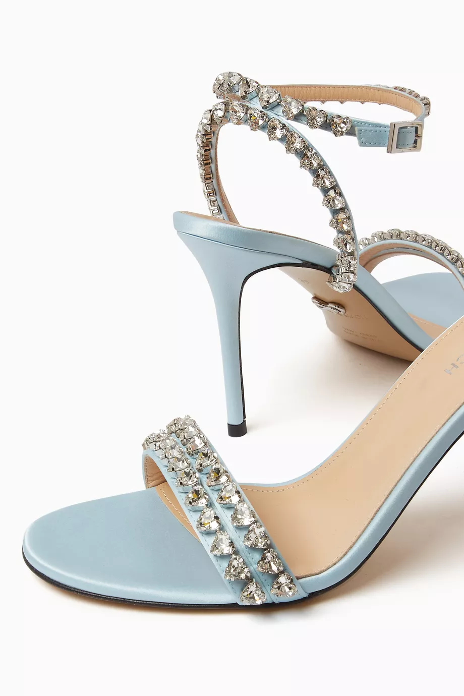 Buy MACH MACH Blue Audrey 95 Crystal embellished Sandals in Satin For Women Online Ounass UAE