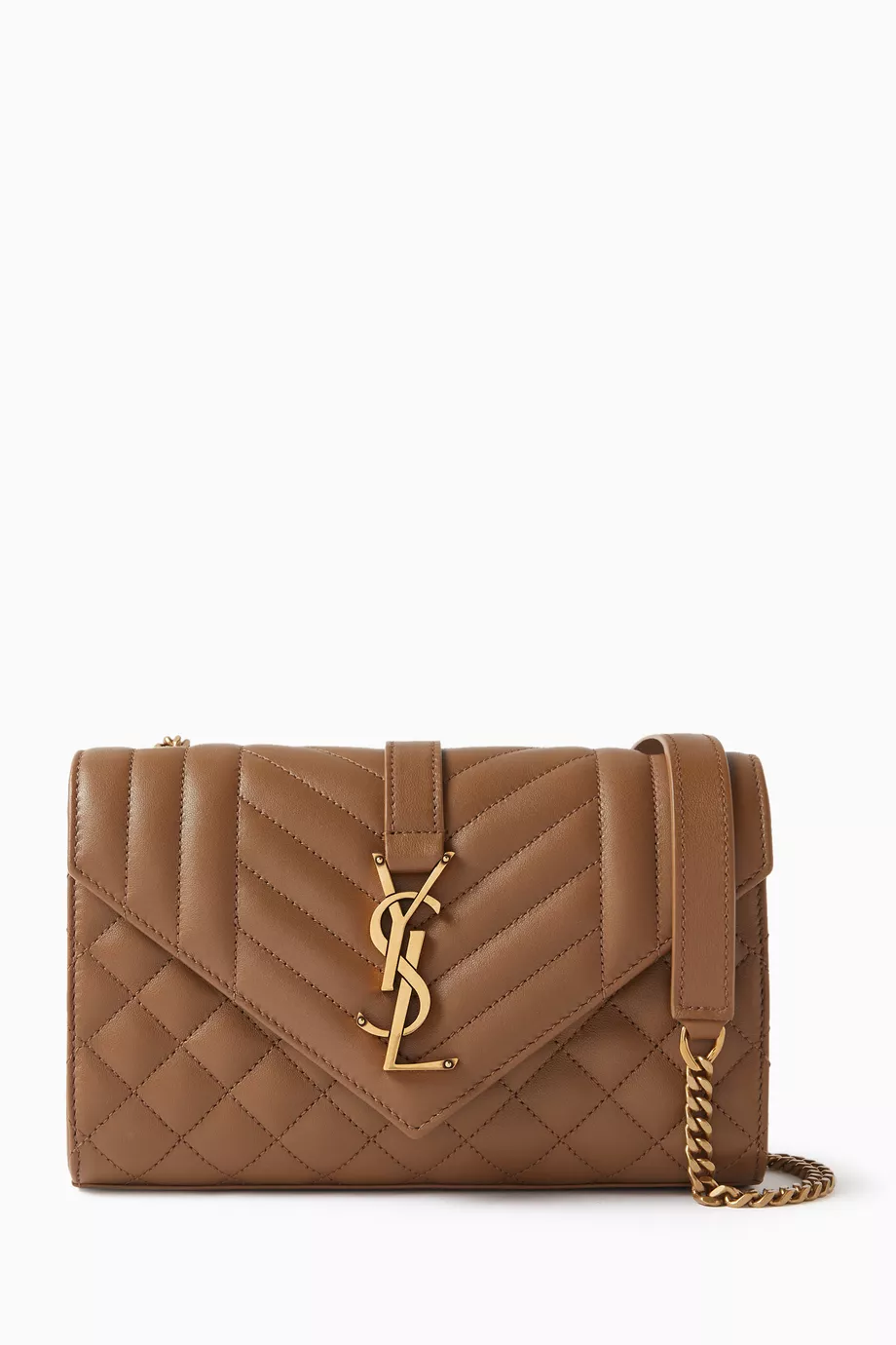 Buy SAINT LAURENT Brown Small Envelope Matelasse Shoulder Bag in Calf Leather For Women Online Ounass UAE