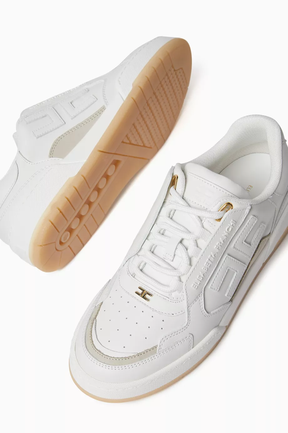 【25SS】 ELISABETTA FRANCHI レザー＆スプリット スニーカー Split leather and nappa leather sneakers with logo