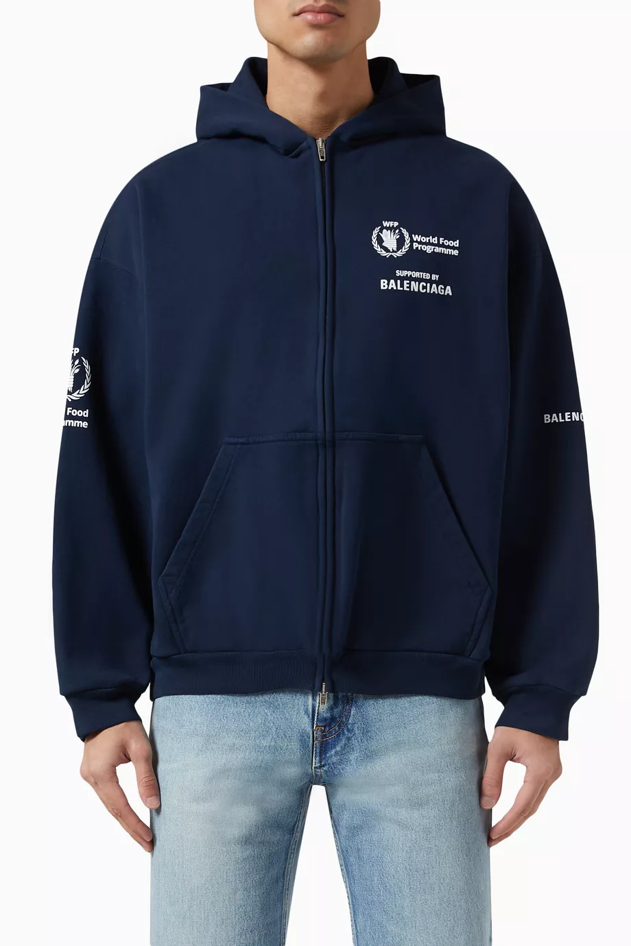 Buy Balenciaga Blue World Food Programme Medium Hoodie in Cotton For Men Online Ounass UAE