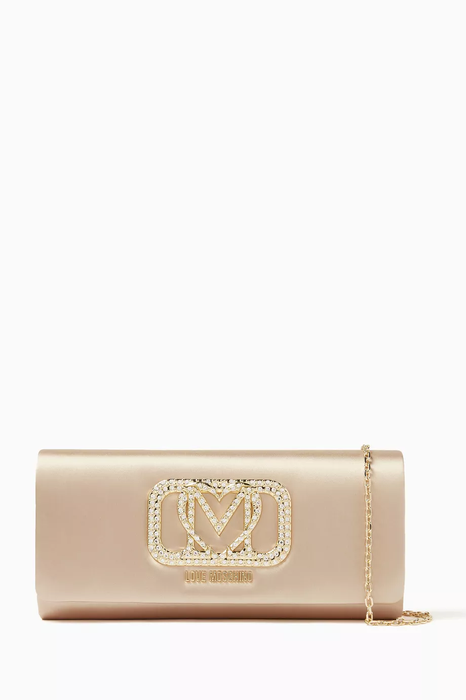 Buy Love Moschino Gold Small Smart Daily Clutch Bag in Satin For Women Online Ounass UAE