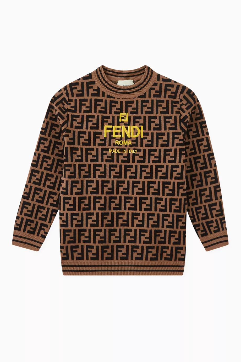 Buy Fendi Brown FF Logo Sweater in Knit For UNISEX Online Ounass UAE