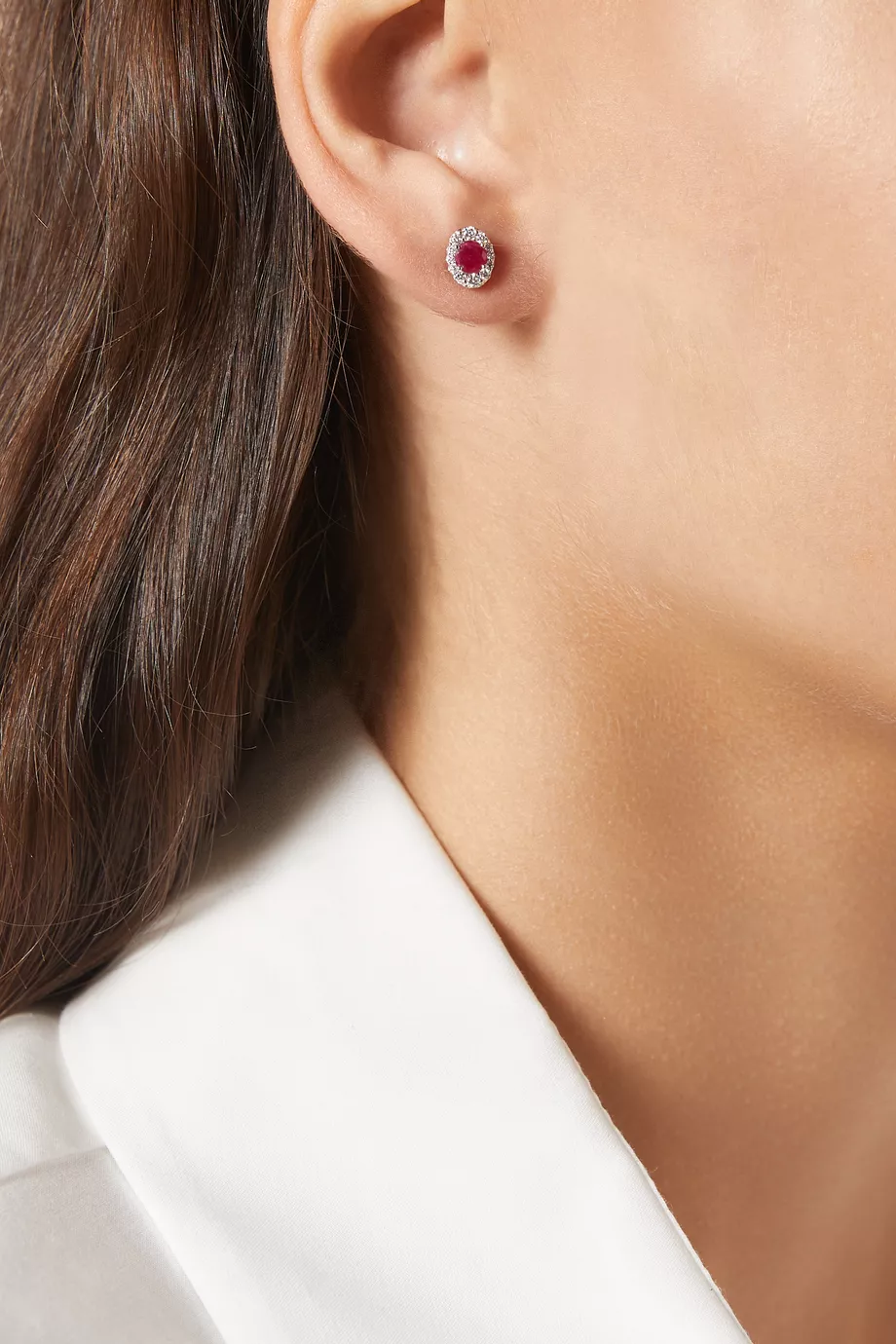 Buy Damas White Mini Diana Ruby Diamond Earrings in 18kt White Gold For Women Online Ounass UAE