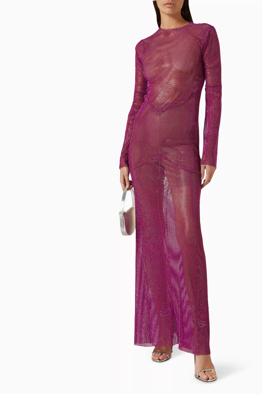 Buy Santa Brands Pink Open back Embellished Maxi Dress in Mesh For Women Online Ounass UAE