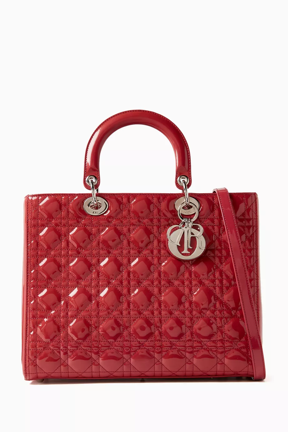 Buy Christian Dior Pre-Loved Red Large Lady Dior Top-handle Bag in