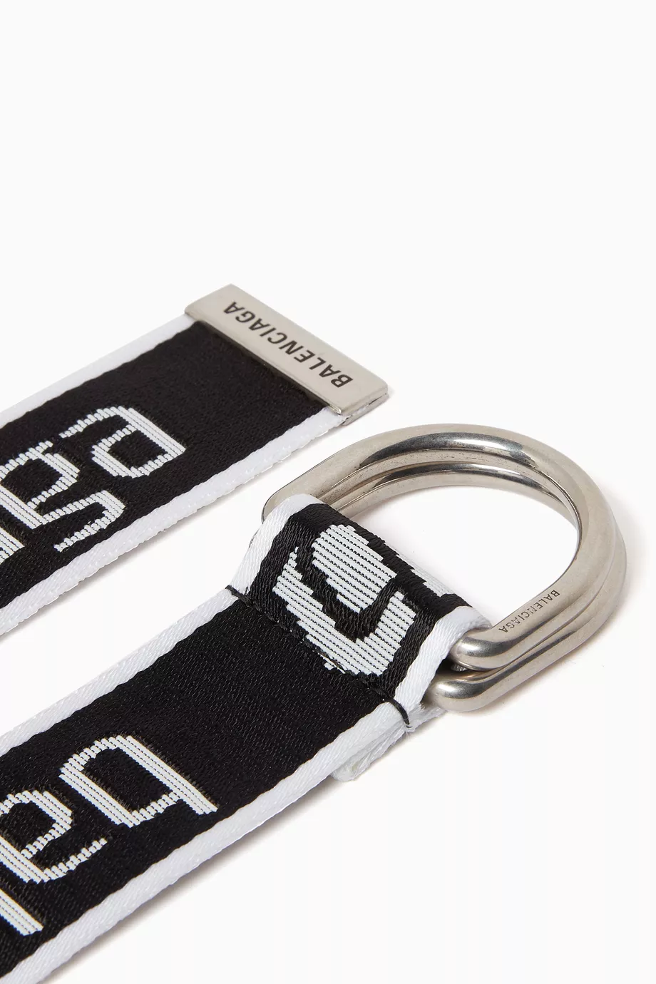 Buy Balenciaga Black Logo D-ring Belt in Jacquard For Men