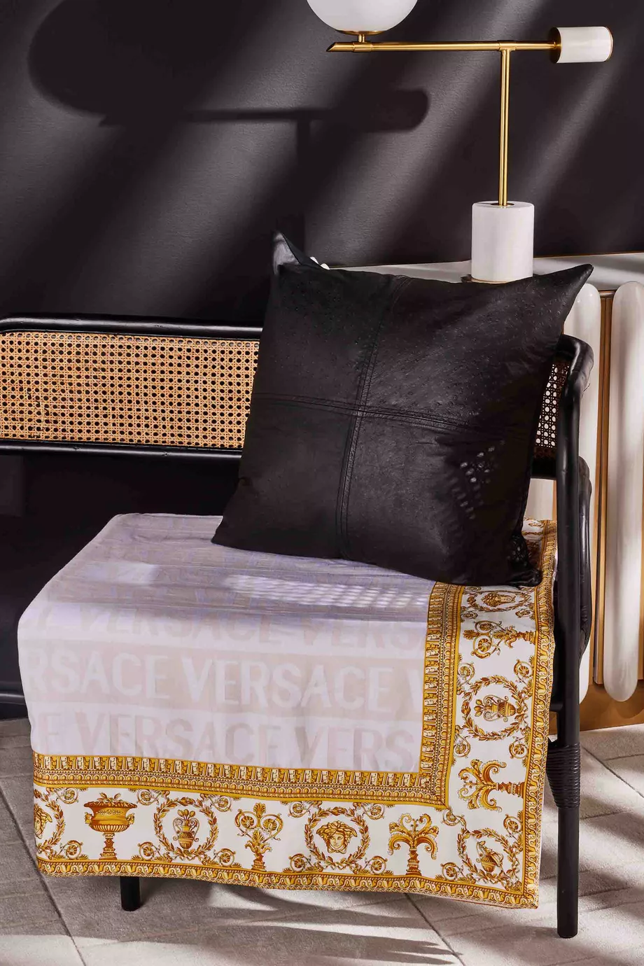 Buy Versace Home Neutral I Heart Baroque Double Face Blanket in Wool For Women Online Ounass UAE