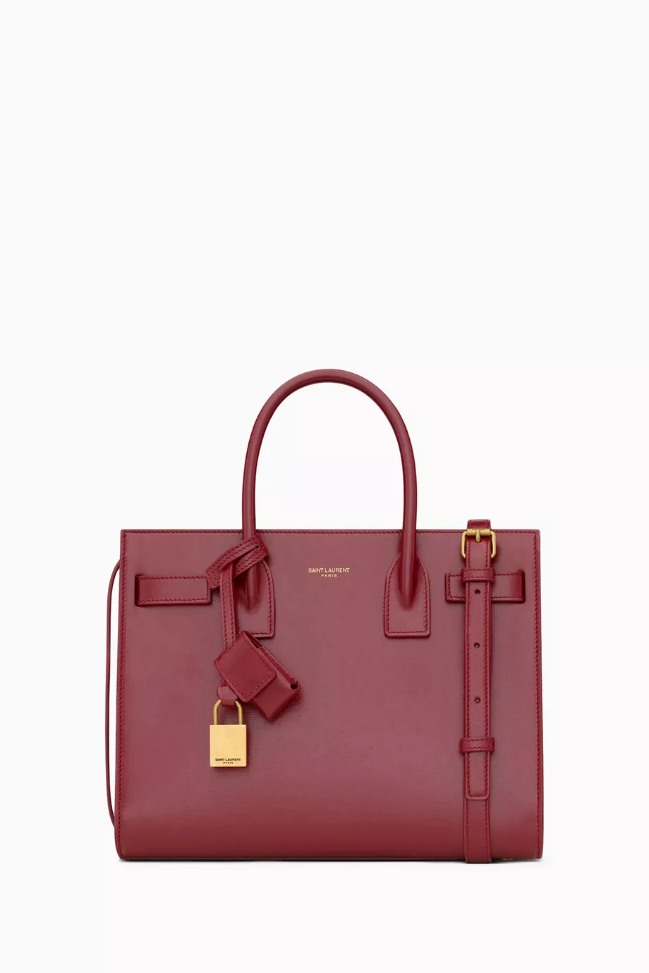 Buy SAINT LAURENT Red Baby Sac du Jour Tote Bag in Leather For