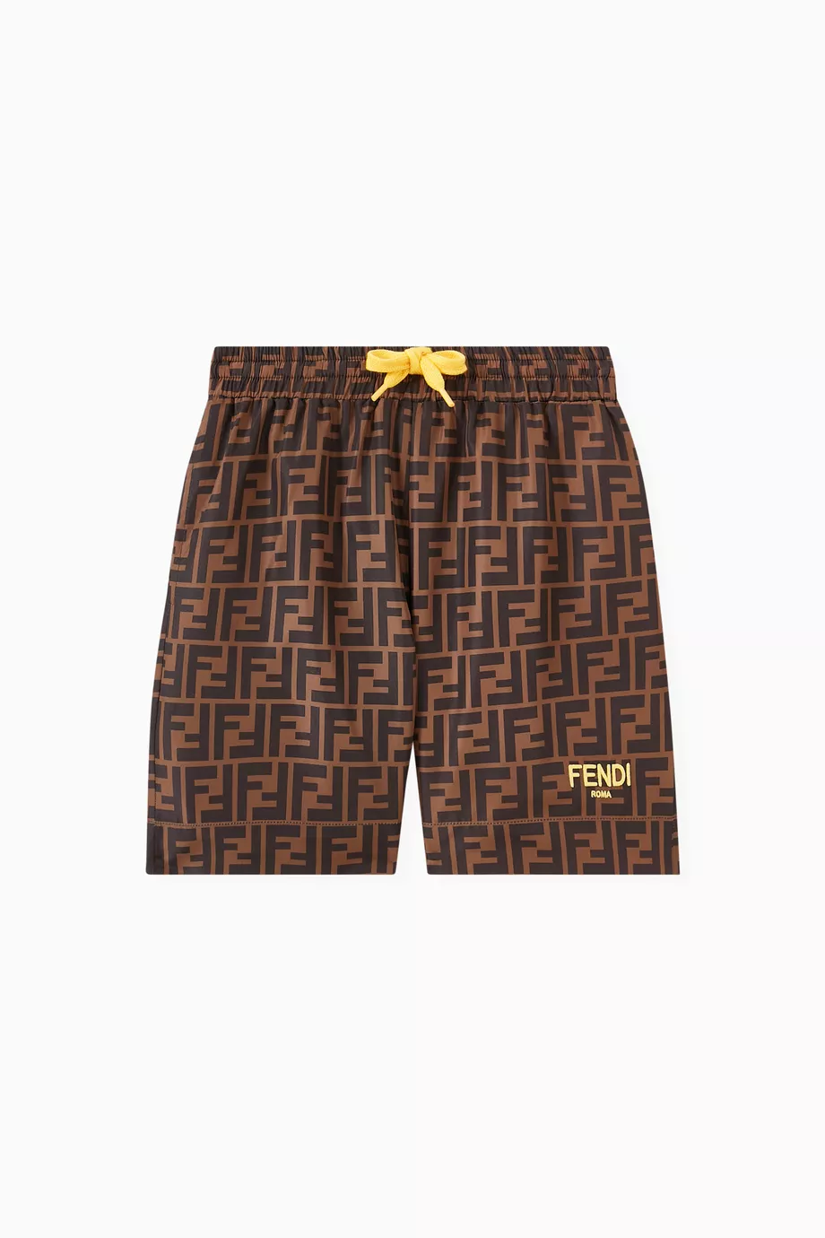 Buy Fendi Brown FF Logo Boxer Swim Shorts in Nylon For Boys Online Ounass UAE