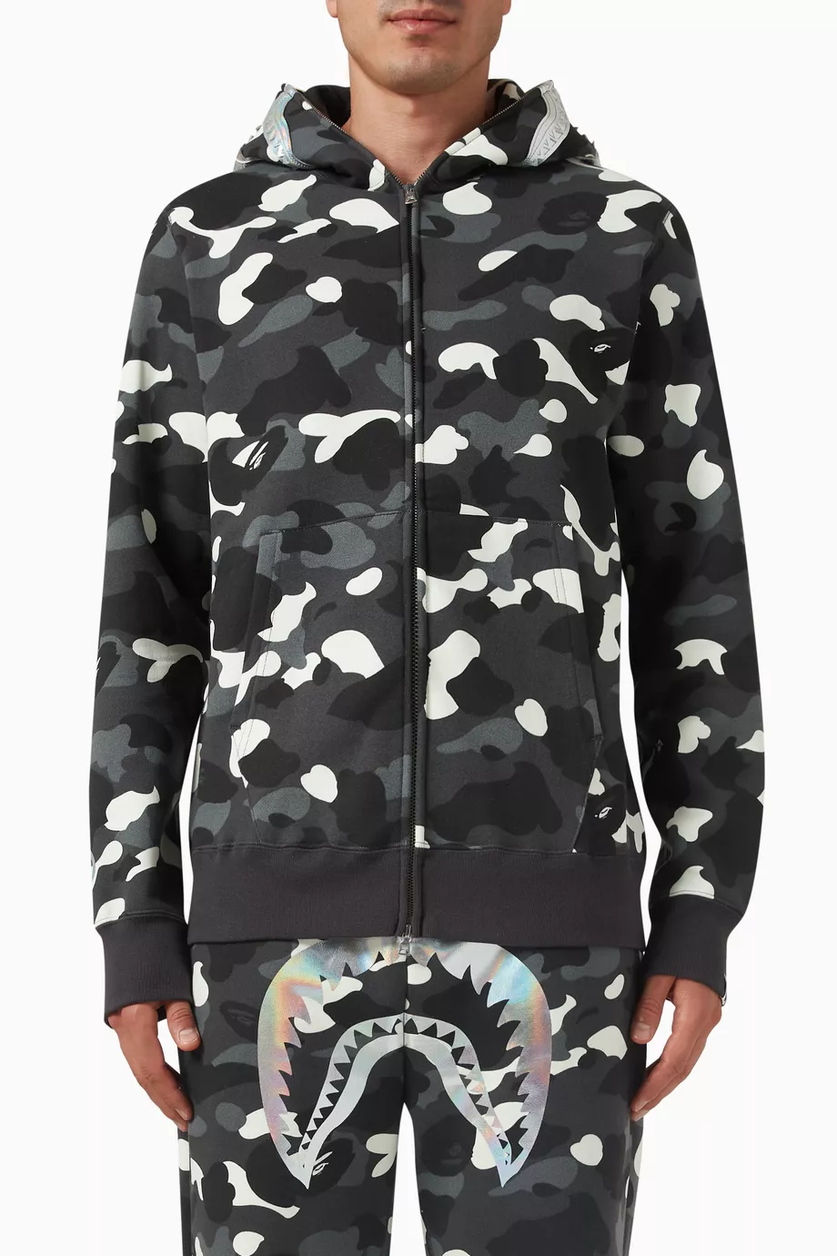 City camo half shark full zip hoodie best sale