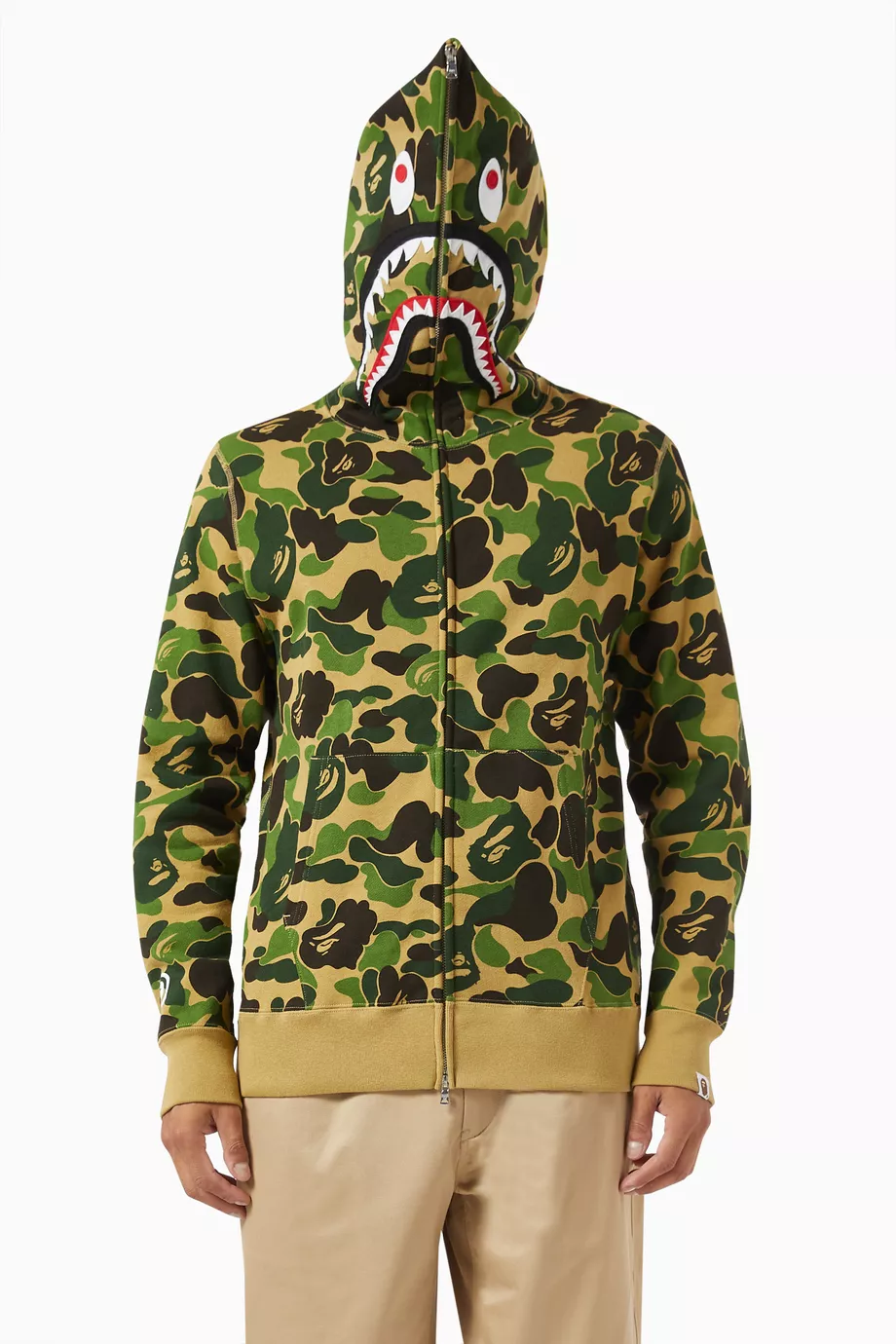 トップス A BATHING APE Big ABC Camo Shark Hoodie BAPE ABC camo green shark full zip hoodie A Bathing Ape Size
