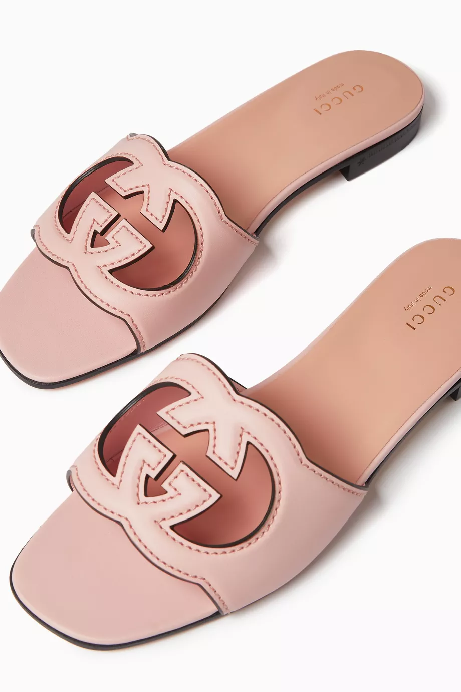 Buy Gucci Pink GG Cut out Sandals in Leather For Women Online Ounass UAE