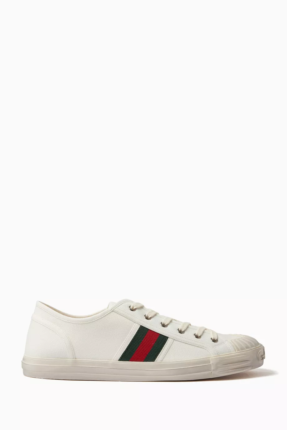 Buy Gucci White Web Low top Sneakers in Cotton Canvas For Men Online Ounass UAE