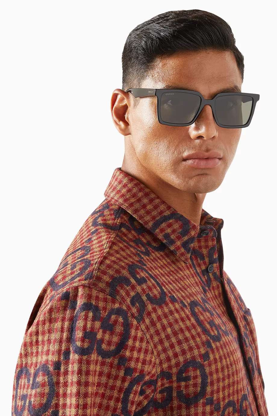 Buy Gucci Black Logo print Wayfarer Sunglasses in Acetate For Men Online Ounass UAE