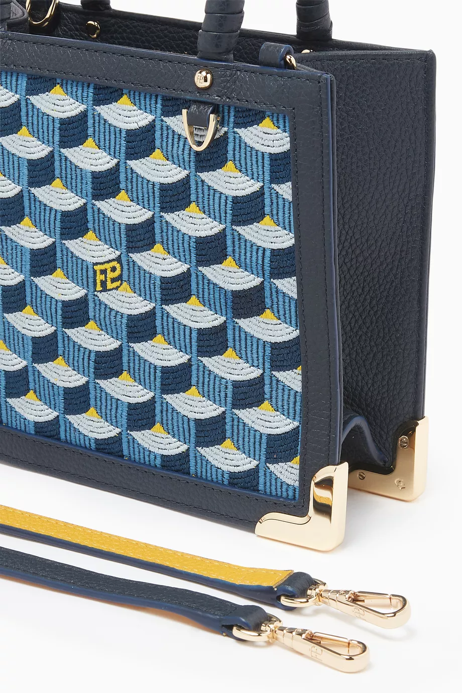 Buy Fauré Le Page Blue SagaCity 18 Tote Bag in Jacquard & Leather