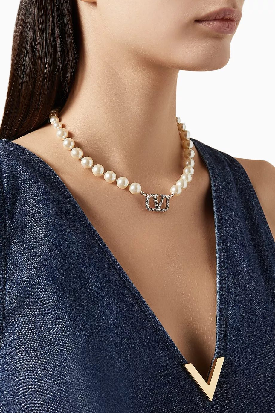 ネックレス・ペンダント VALENTINO GOLD L VLOGO NECKLACE Valentino Garavani Bold Edition Vlogo Necklace | Neutrals